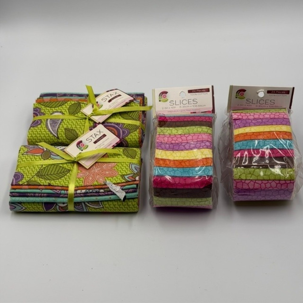 Fabric Editions Creative Cuts Stax Slices 100% Cotton Quilting Fabric Bundle 4pk